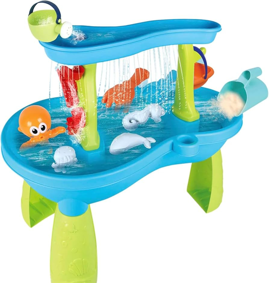 Kids Water Table for Toddlers 1-3,Rain Showers Splash Pond 2-Tier,Outdoor Playset for Toddlers,Ba... | Amazon (US)