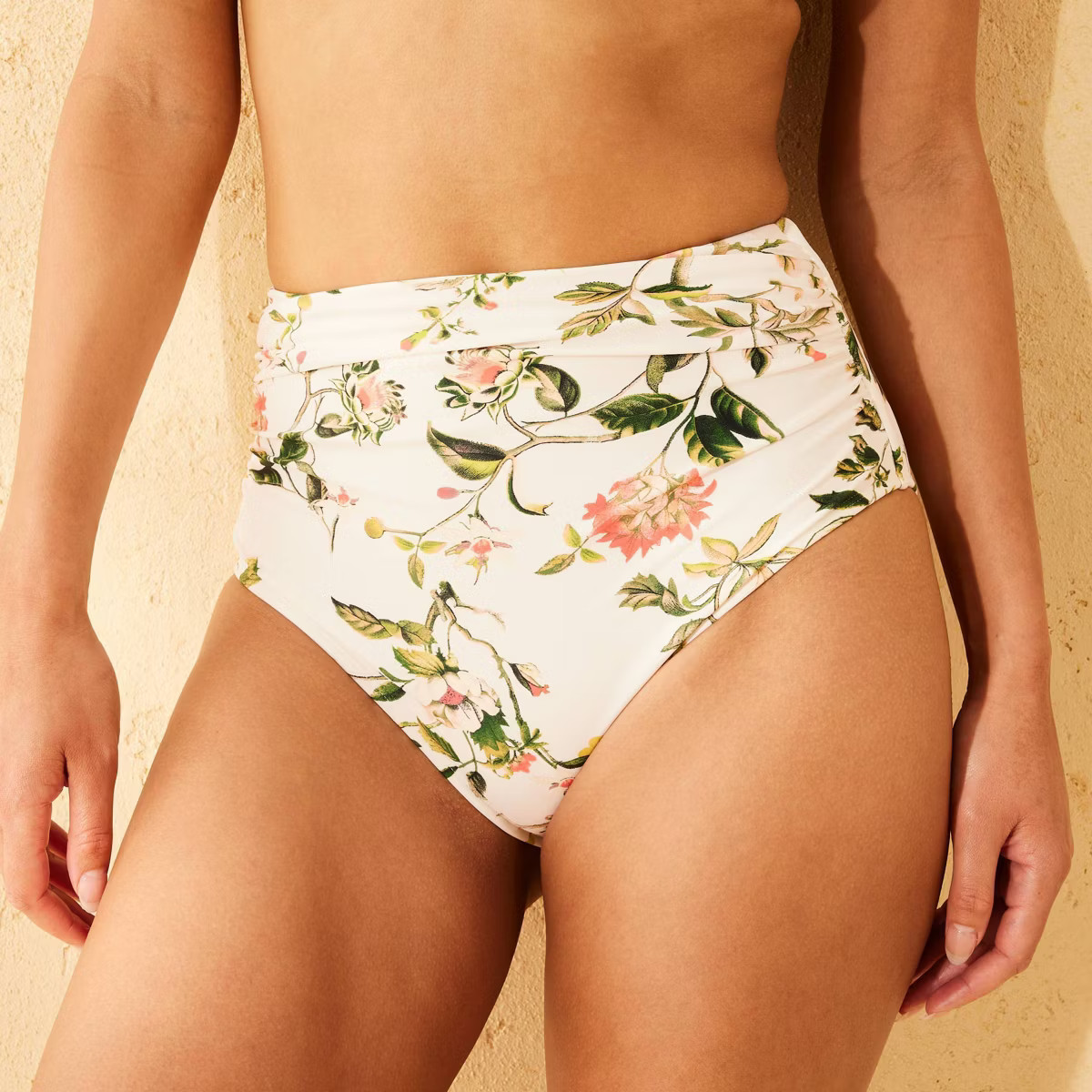 Women's Floral Print Shirred High Waist Medium Coverage Bikini Bottom - Shade & Shore™ Multi | Target