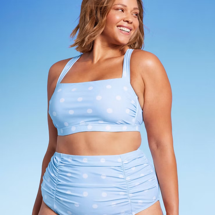 Women's Polka Dot Square Neck Bikini Top - Kona Sol™ Blue | Target