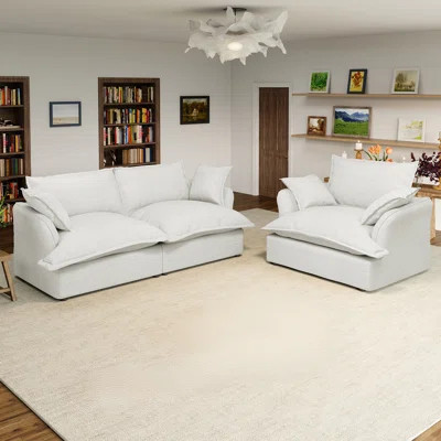 Upholstered Sectional Sofa, Cloud Couch Modular Sectional Sofa Couch with Armchair Accent Chair, Comfy Down Filled Cushions Sofa for Living Room | Wayfair North America