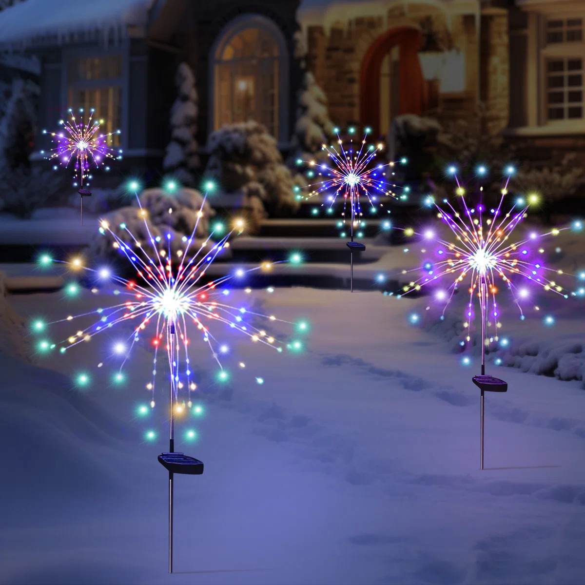 8 Modes Solar Outdoor Firework Lights Outside Holiday Decorations 120LED Waterproof Landscape Lig... | Wayfair North America