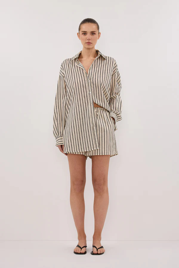 ELLIE CREAM STRIPE DRAWSTRING SHORTS | DISSH
