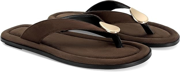 Womens Flat Sandals for Women Comfortable Flip Flops Slide Sandals Summer Beach Thong Sandals wit... | Amazon (US)