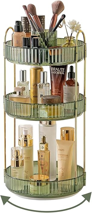 360 Rotating Makeup Organizer,3 Tier Large Capacity Make Up Organizers and Storage,Skincare Perfu... | Amazon (US)