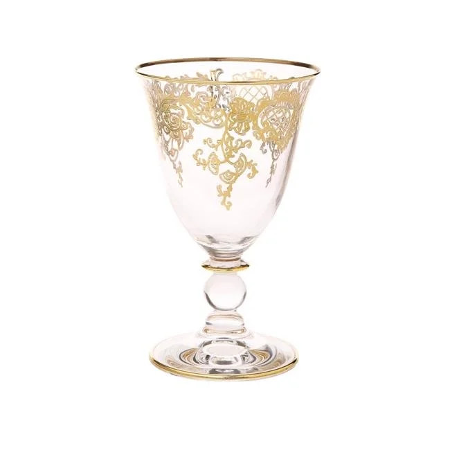 Classic Touch CWG234 8 oz Wine Glasses Rich 24K Gold Design, Set of 6 | Walmart (US)