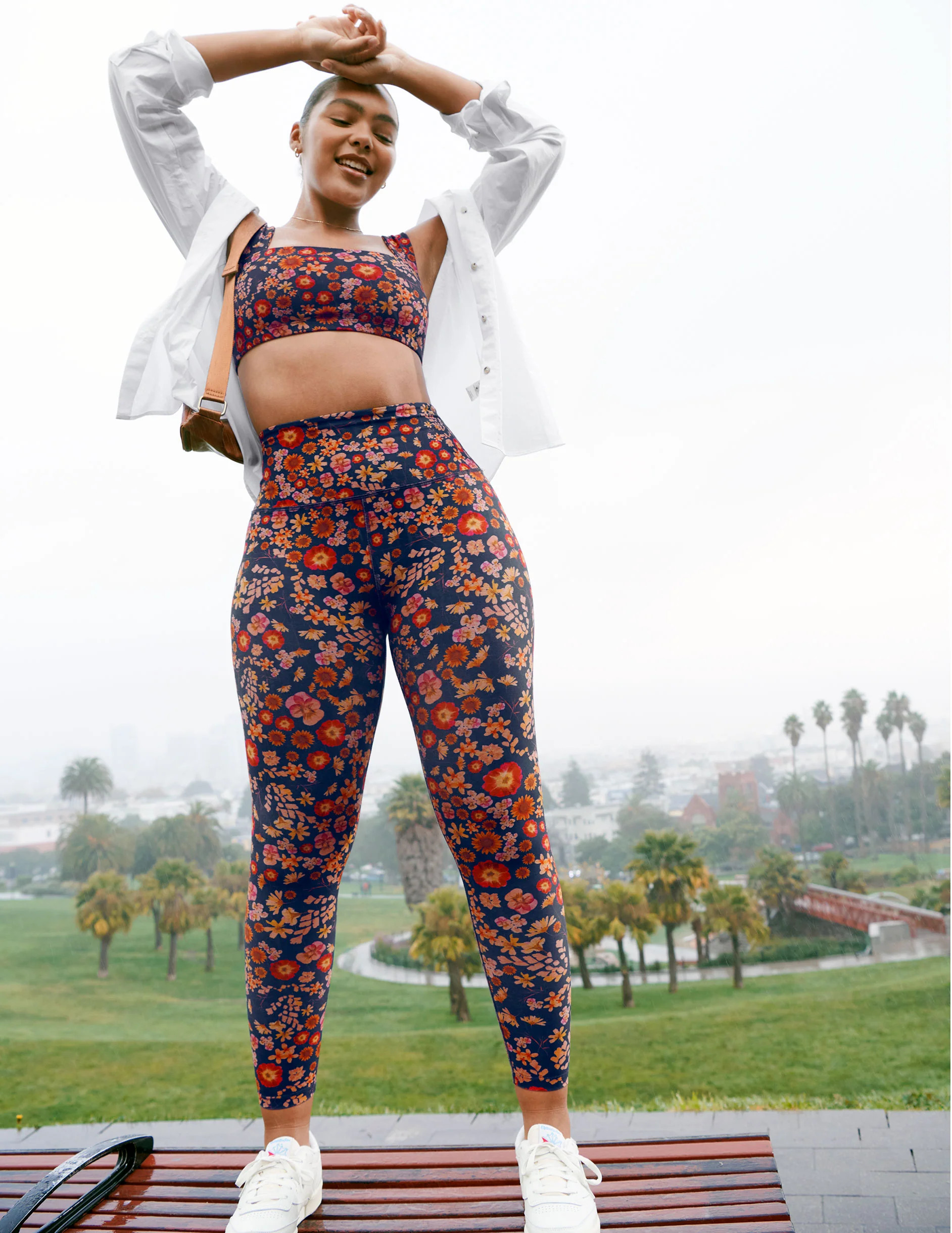 Retro Press Floral SoftMark High Waisted Midi Legging | Beyond Yoga | Beyond Yoga