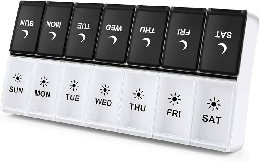 Large Pill Organizer 2 Times a Day, Weekly Box Per AM PM Case, Day Night Container 7 Vitamin Case... | Amazon (US)
