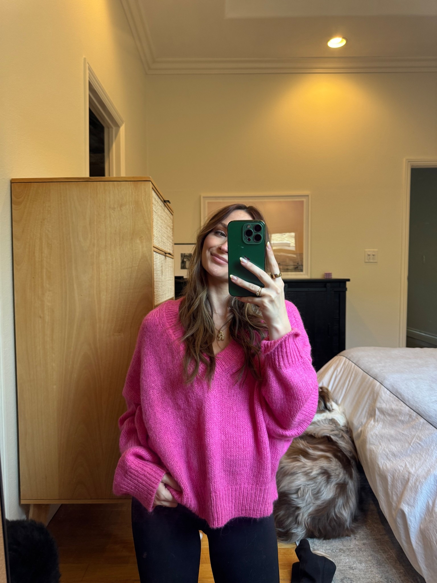 Cutie sweater I got last weekend! Sized up to XL for oversized for. 