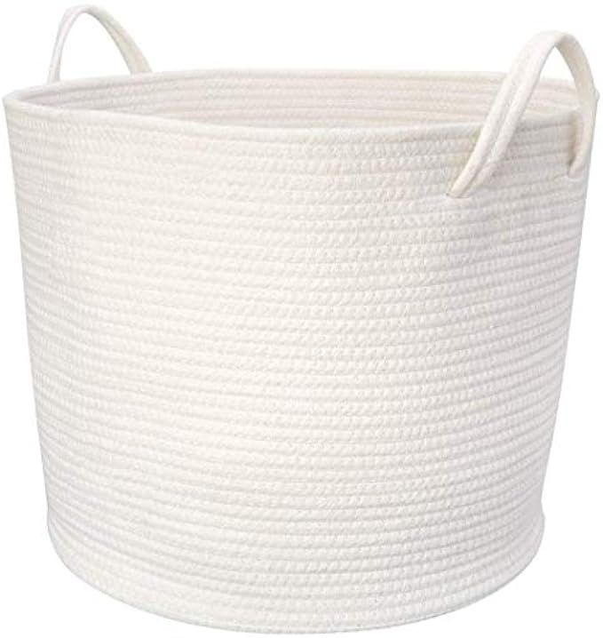 Mkono Cotton Rope Storage Basket | Woven Laundry Basket for Blankets | Toys Storage Basket with Hand | Amazon (US)