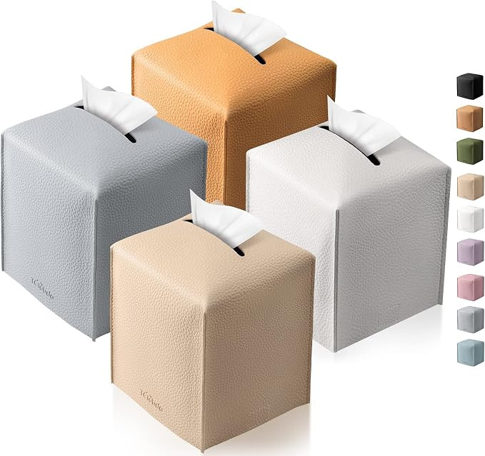 Tissue Box Cover, Tclouda, Modern PU Leather Square Tissue Box Holder Multiple | Amazon (US)