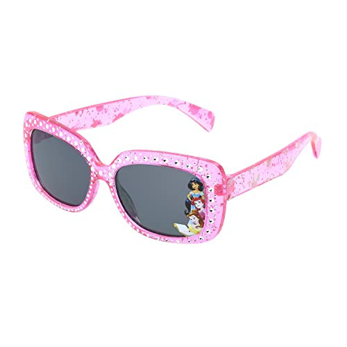 Disney Girls Princess Sparkle Kids Rectangular Sunglasses, Crystal Pink/Glitter Injection, 49 | Amazon (US)