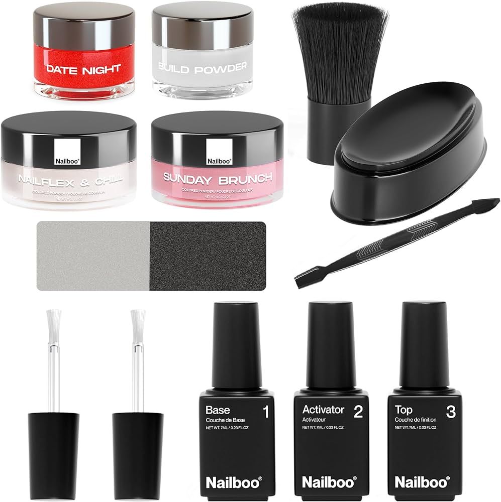 Nailboo Premium Dip Nails Essentials Kit (Red, Pink, and Pale Neutral), Nail Powder Dip Kit for D... | Amazon (US)