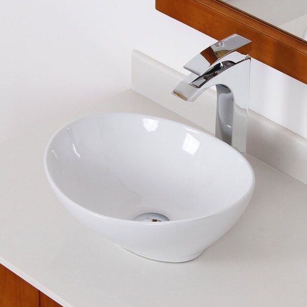 Elite White Ceramic Oval Bathroom Sink | Bed Bath & Beyond