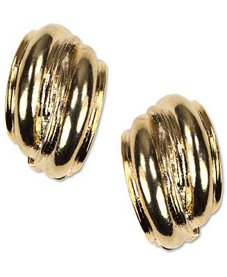 Earrings, Gold-Tone Button E-Z Comfort Clip On Earrings | Macys (US)