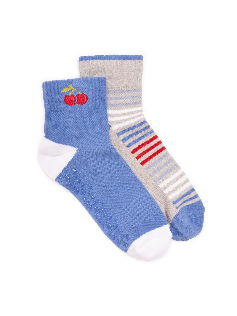 MUK LUKS Women's Pilates Inspire Cotton Mini Crew Socks, 2-Pack, Shoe Size 6-10 | Walmart (US)