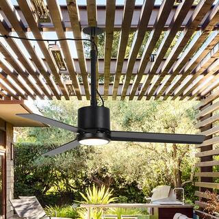 Parrot Uncle 42 in. Outdoor Integrated LED Matte Black Rope Hook Hanging Ceiling Fan with Light a... | The Home Depot