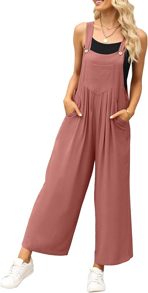 luvamia Jumpsuits for Women Casual Loose Wide Leg Boho Overall Jumpsuit Baggy Summer Outfits with... | Amazon (US)