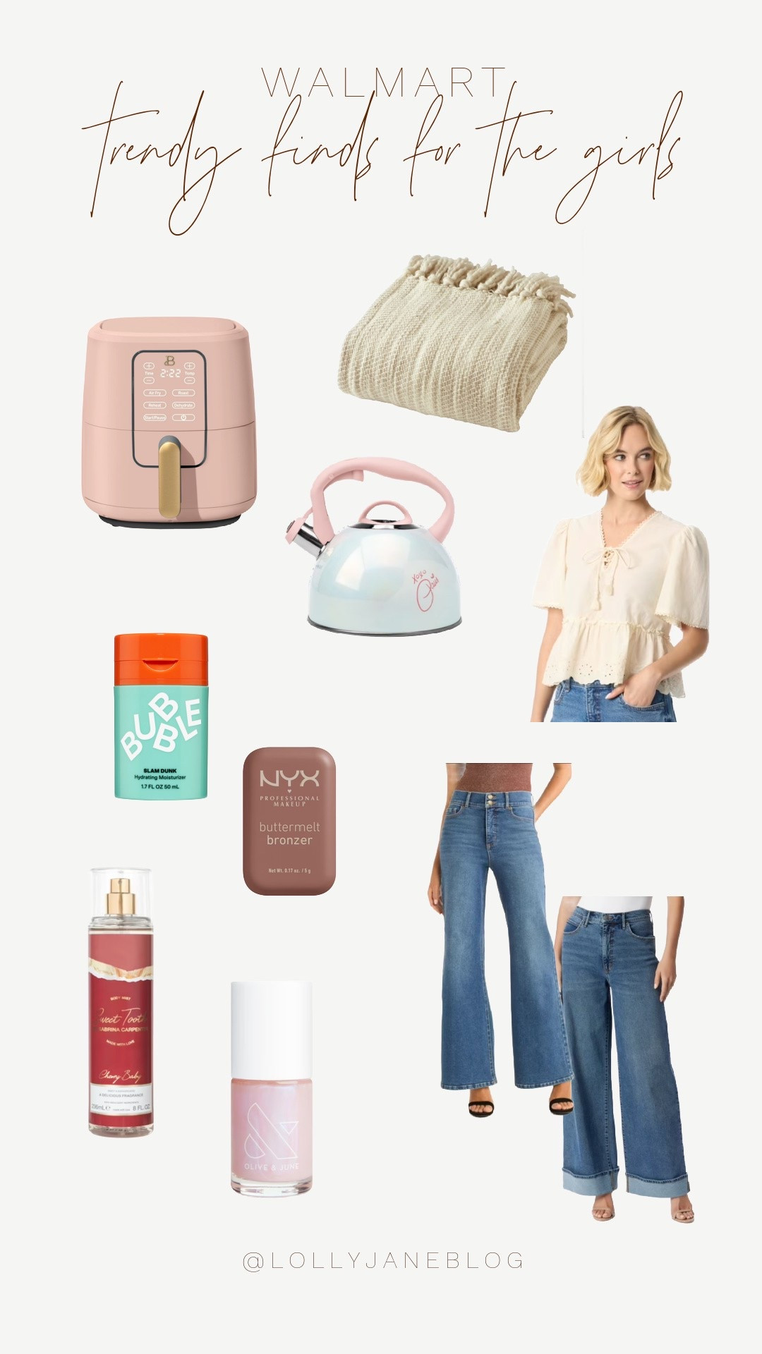 Walmart is coming through with the cutest trending finds! 💕✨ From the prettiest pink air fryer and matching white & pink kettle to cozy must-haves like a cream throw blanket and the perfect neutral top—your home and wardrobe are about to get an upgrade! And let’s not forget self-care: stocked up on skincare, a dreamy new perfume, and the perfect pair of jeans. Who else is obsessed? #WalmartFinds #TrendingNow

#LTKSaleAlert #LTKSeasonal #LTKHome