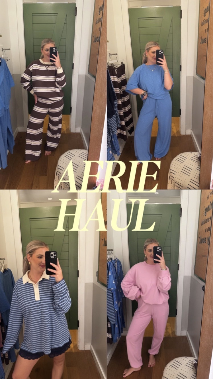 aerie haul, loungewear set, comfy, fall, mom style, matching set