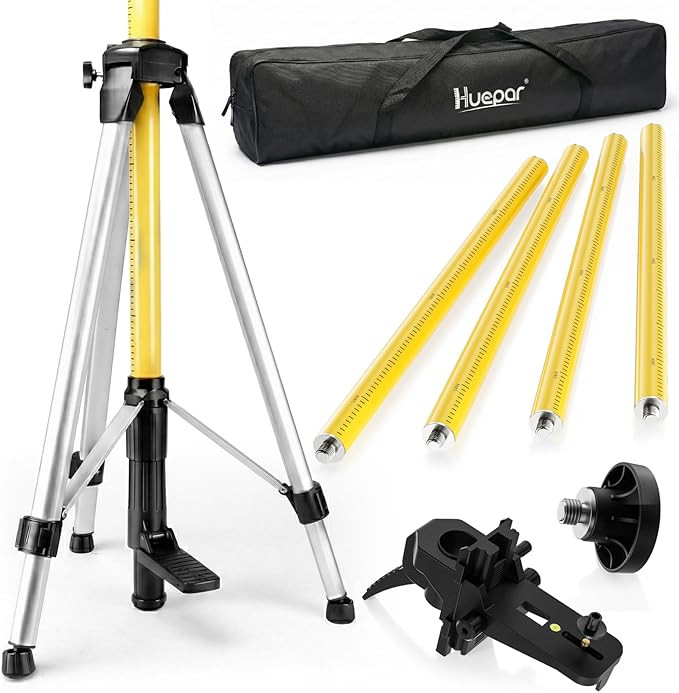 Huepar 12 Ft./3.7M Professional Laser Level Pole with Tripod and 1/4-Inch by 20-Inch Laser Mount ... | Amazon (US)