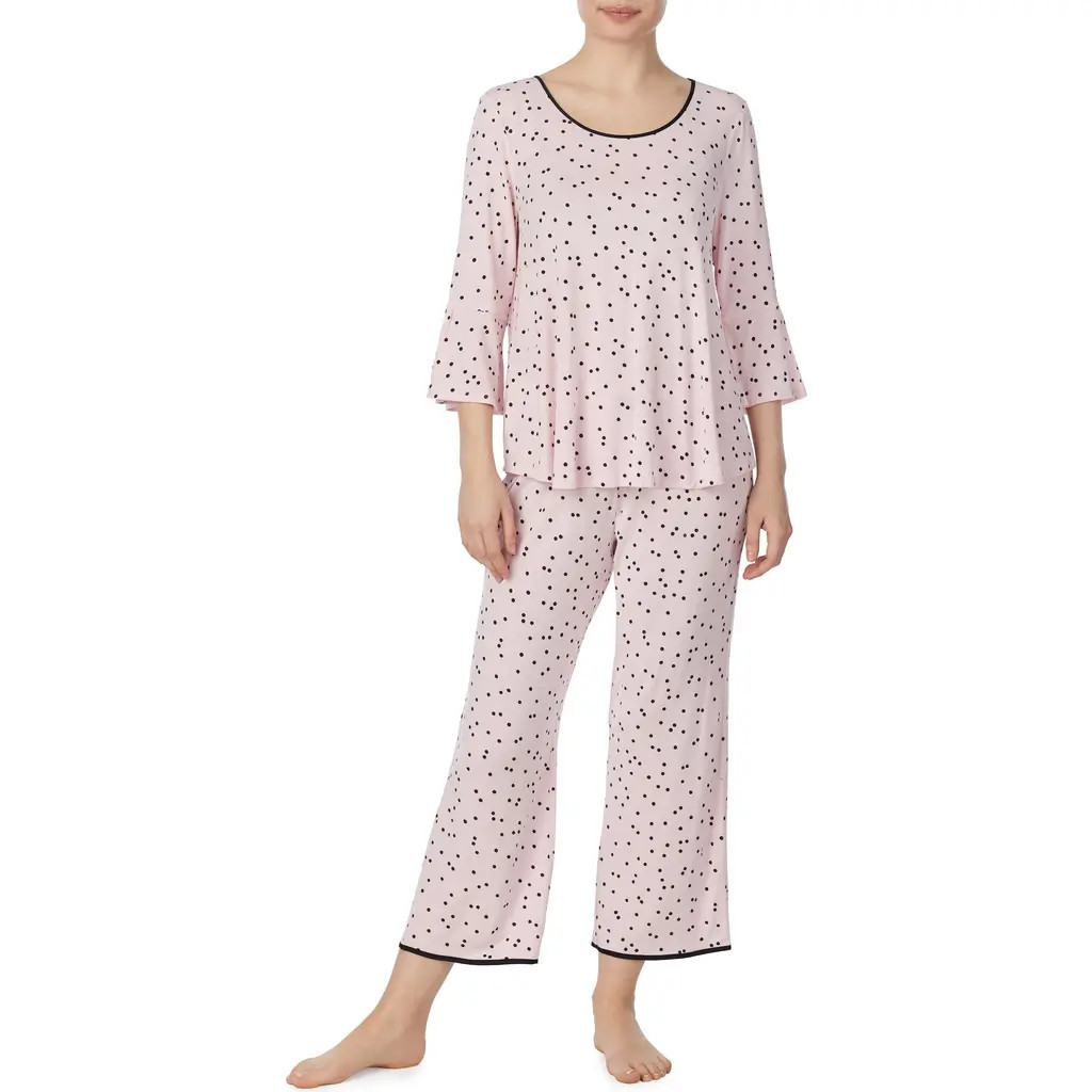 Kate Spade New York bell cuff pajamas in Scattered Dot Pink at Nordstrom, Size X-Small | Nordstrom