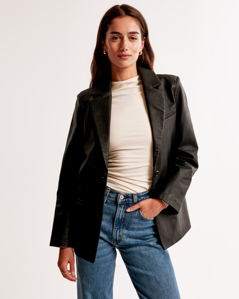 Vegan Leather Blazer | Abercrombie & Fitch (US)