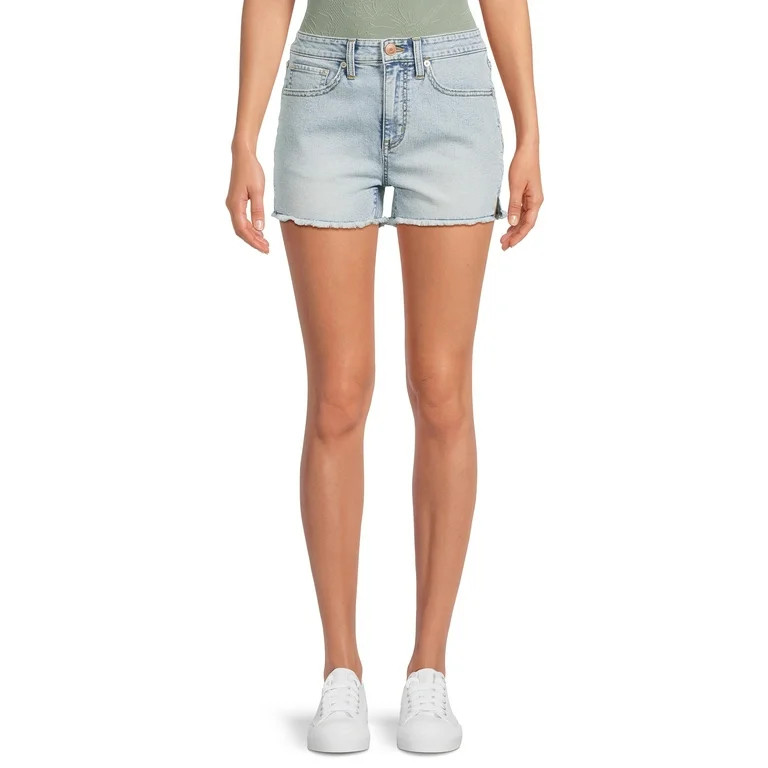 No Boundaries Juniors and Juniors Plus Mid Rise Denim Shorts, 3” Inseam, Sizes 1-21 | Walmart (US)