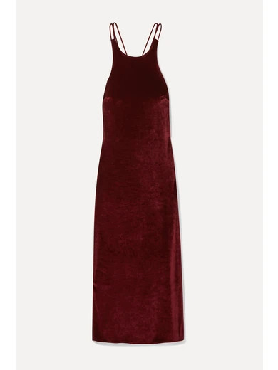 Draped velvet midi dress | NET-A-PORTER (US)