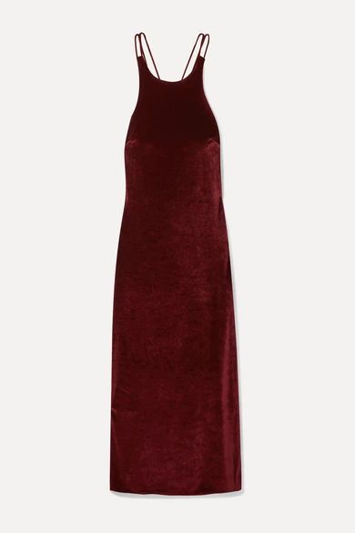 Draped velvet midi dress | NET-A-PORTER (US)