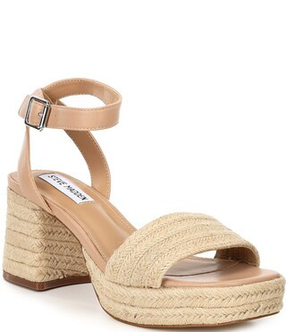 Steve Madden Mercerr Jute Leather Ankle Strap Block Heel Dress Sandals | Dillard's | Dillard's