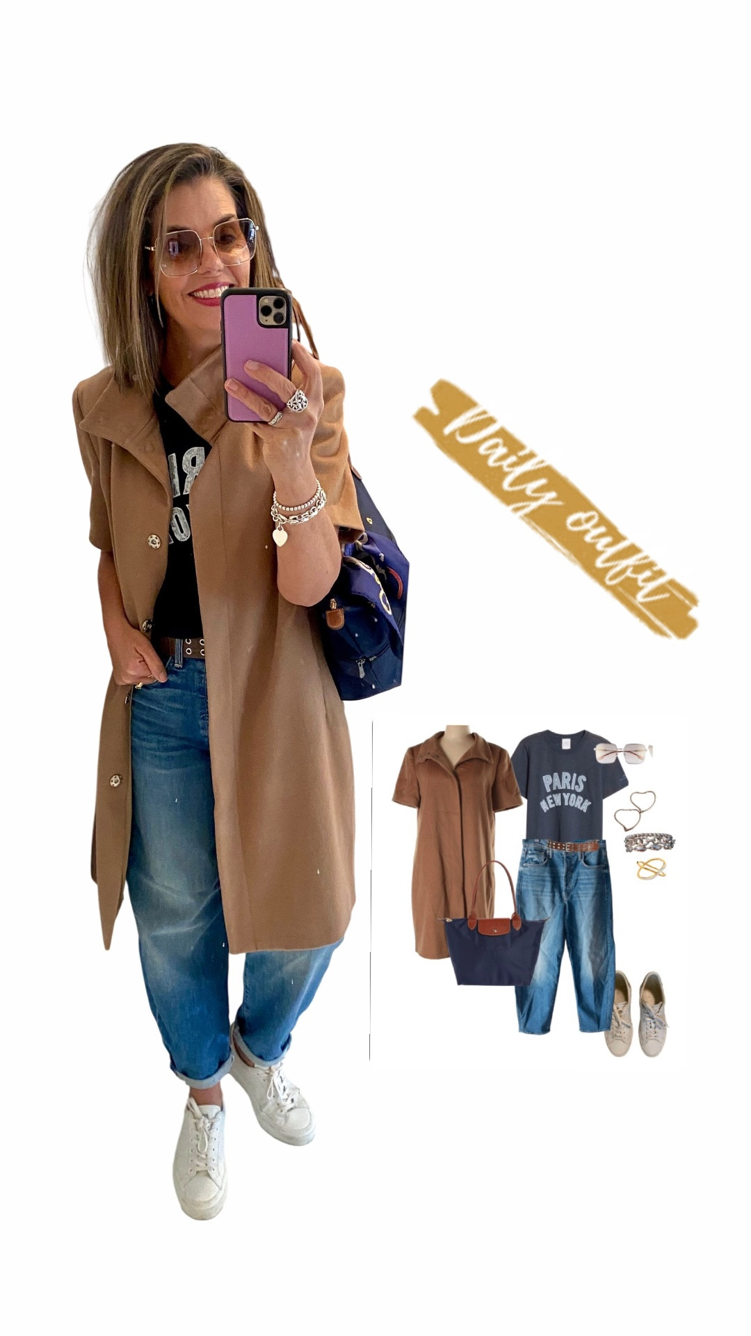 Styling up my new graphic tee…

OOTD: barrel jeans, Mother | s/s camel coat, Jenni Kayne | PARIS NYC graphic tee (new, on SALE!) | Longchamp tote | Givenchy white leather sneakers



#LTKSaleAlert #LTKOver40 #LTKootd