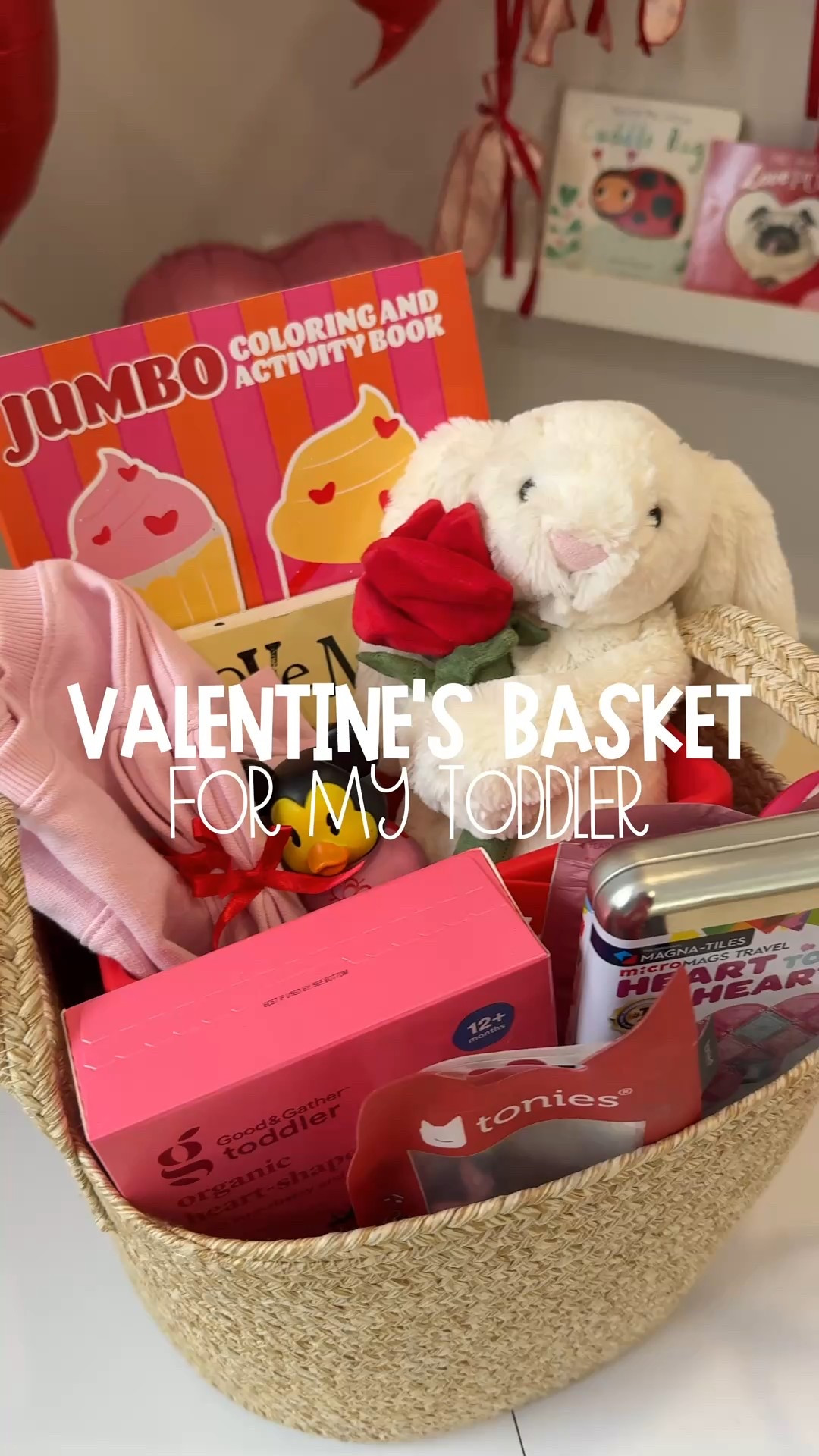 Valentine’s basket ideas for toddlers 💌
Putting together a simple Valentine’s basket for my toddler with fun, practical items she actually loves. Perfect if you’re skipping candy and focusing on play, books, and everyday favorites instead 💕

I found some stuff from the target bullseye section (coloring book, duck, basket). The Bunny stuffed animal is a jellycat and I found it at a local boutique. 

#LTKValentine #LTKKids #LTKmomlife