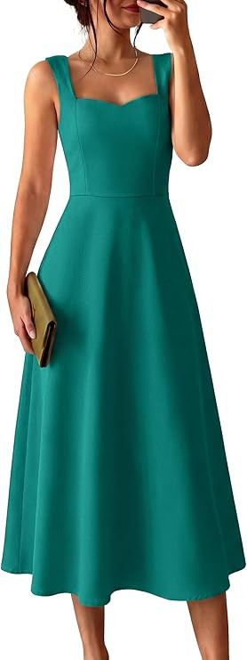 ANRABESS Womens Sweetheart Neck Sleeveless Midi Dress 2026 Summer Formal Wedding Guest Party Cock... | Amazon (US)