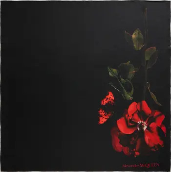 Alexander McQueen Shadow Rose Silk Square Scarf | Nordstrom | Nordstrom