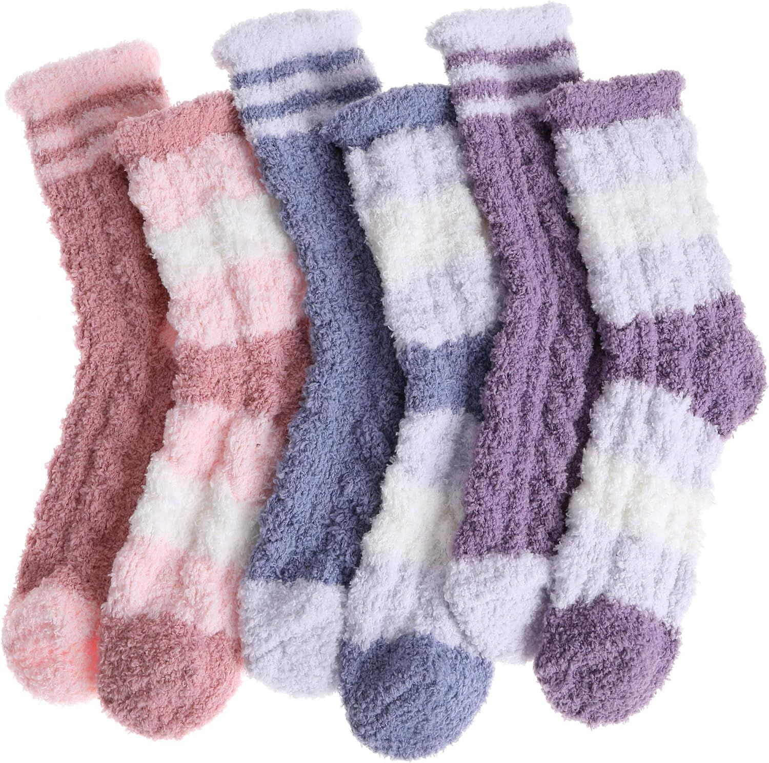 Womens Fuzzy Socks Fleece Fluffy Cabin Plush Warm Sleep Soft Cozy Winter Adult Stocking Stuffers ... | Amazon (US)
