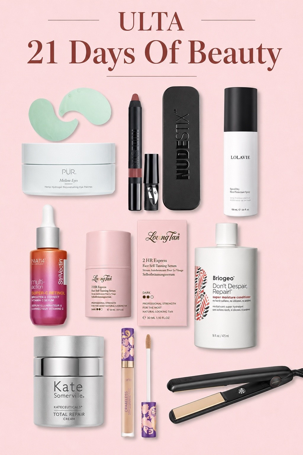 Ulta 21 days of beauty sale with 50% off today’s featured items. These are the eye patches I use every morning because I have two teenagers and get up at the crack of dawn! 
I love all things Briogio & Loving Tan! The Nudestix lip crayons are great & easy to use. ￼

#LTKSaleAlert #LTKBeauty
