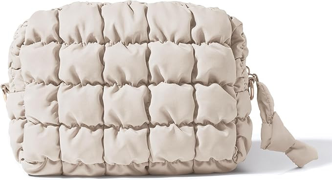 Yarnic Quilted Makeup Bag Cosmetic Bag, Travel Toiletry Bag for Women, Cute Makeup Bag Organizer ... | Amazon (US)