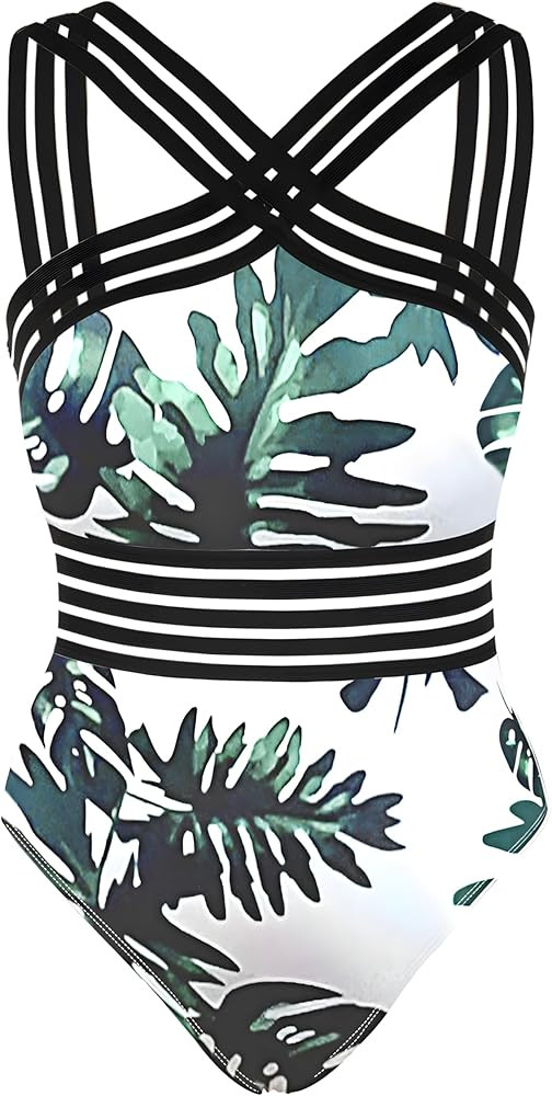 Hilor Women's One Piece Swimsuits Slimming High Waisted Bathing Suits Front Crossover Swimwear Mo... | Amazon (US)
