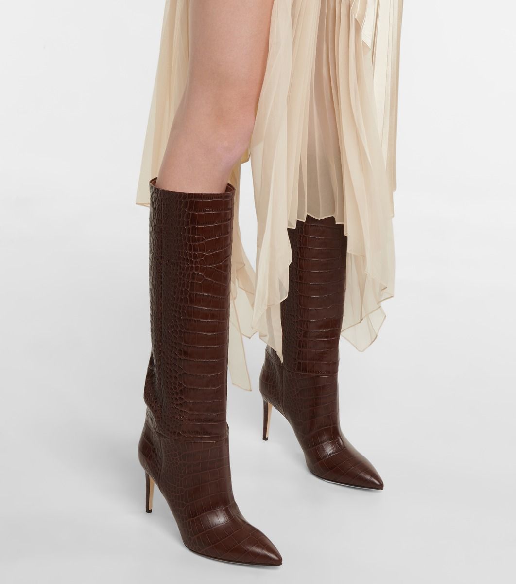 Croc-effect leather knee-high boots | Mytheresa (US/CA)