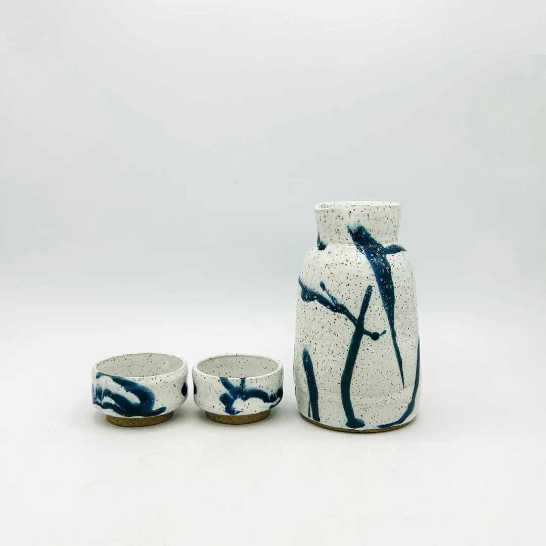 Made-to-order 3-piece Onyx River Ceramic Sake Set With Bottle & Cups by Amy Schnitzer - Etsy | Etsy (US)