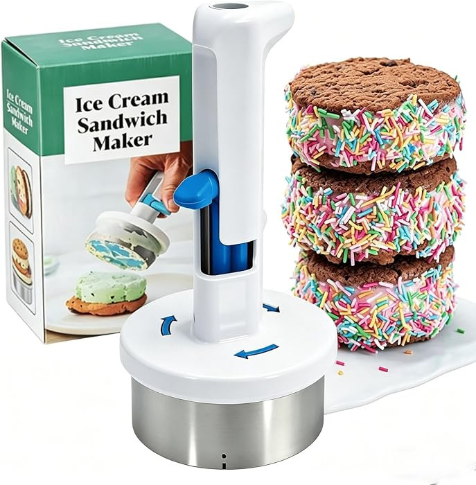 Ice Cream Sandwich Maker, Stainless Steel Ice Cream Scoop, Cookie Sandwich Ice Cream Maker Easy to Release and Clean Ideal for Kitchens、Dessert Shops | Amazon (US)