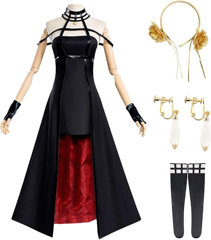 Angelaicos Yor Forger Cosplay Costume Anya Forger School Uniform Black Dress Halloween Party Full... | Amazon (US)