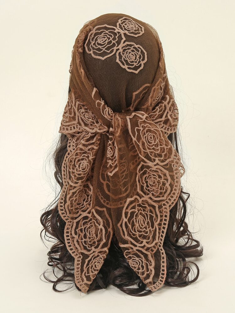 1pc Women's Fashion Embroidered Bandana Scarf Elegant Floral Elastic Turban Bandana,Hair Band,Head Band Ideal For Dressing Up Your Look,School Valentine's Day | SHEIN