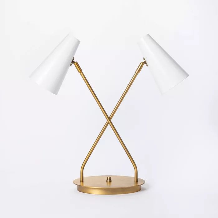 Dual Head Metal Desk Lamp (Includes LED Light Bulb) Brass - Threshold&#8482; designed with Studio... | Target