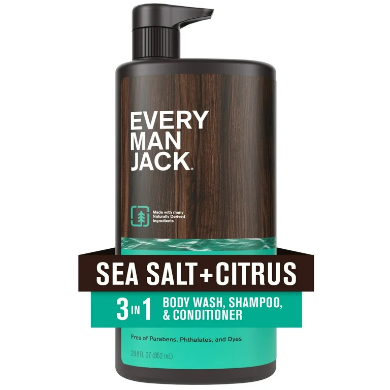 Every Man Jack Men's 3 in 1 Body Wash, Shampoo, and Conditioner, Sea Salt, 28.8 fl oz | Walmart (US)