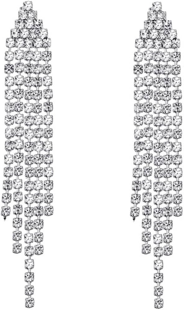 SELOVO Chandelier Tassel Dangle Linear Drop Earrings Party Jewelry Clear Austrian Crystal | Amazon (US)