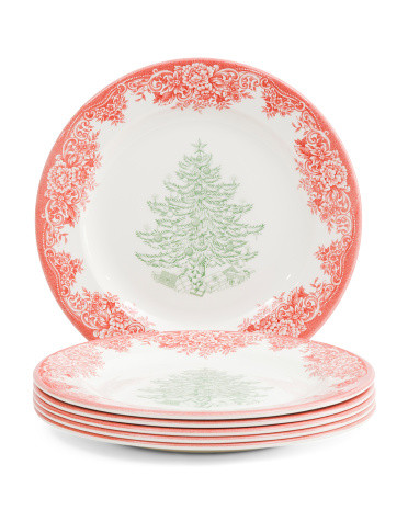 6Pk Christmas Tree Dinner Plates | TJ Maxx