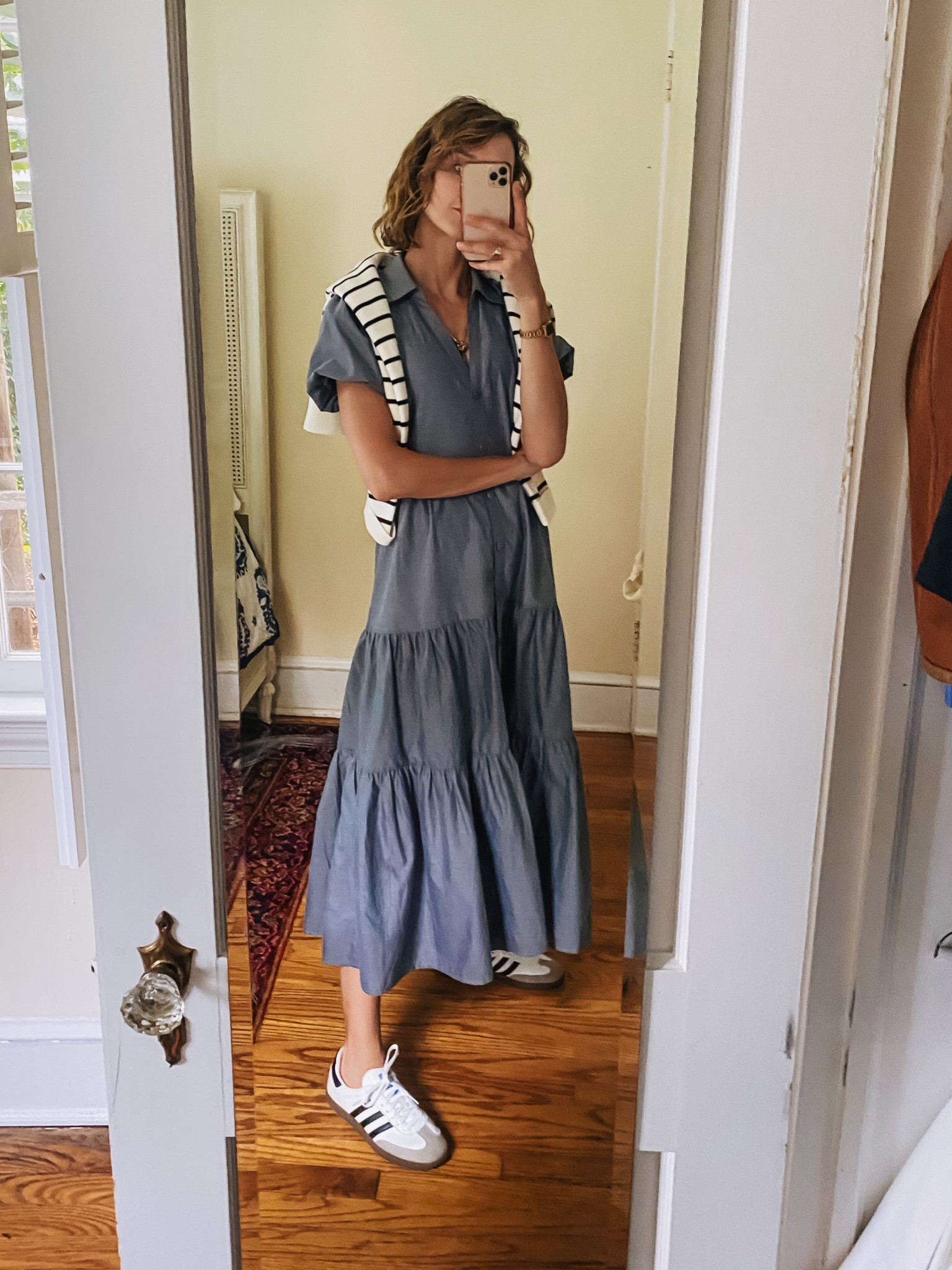 Commuter approved summer dress, even on hot days! Love it with these sneakers and striped sweater! 

#LTKworkwear #LTKSeasonal #LTKshoecrush