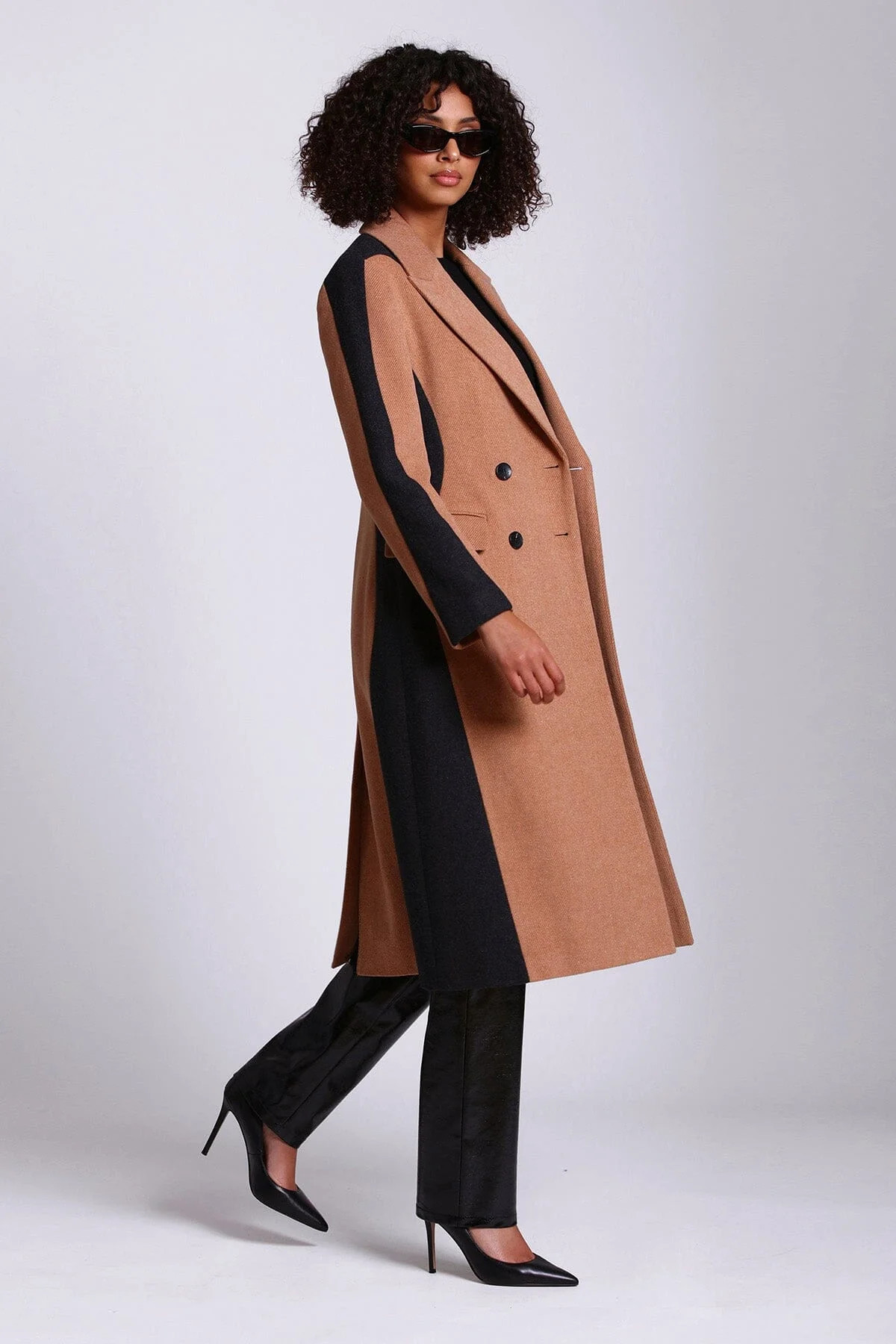 Colorblock Wool Blend Tailored Coat | Avec Les Files
