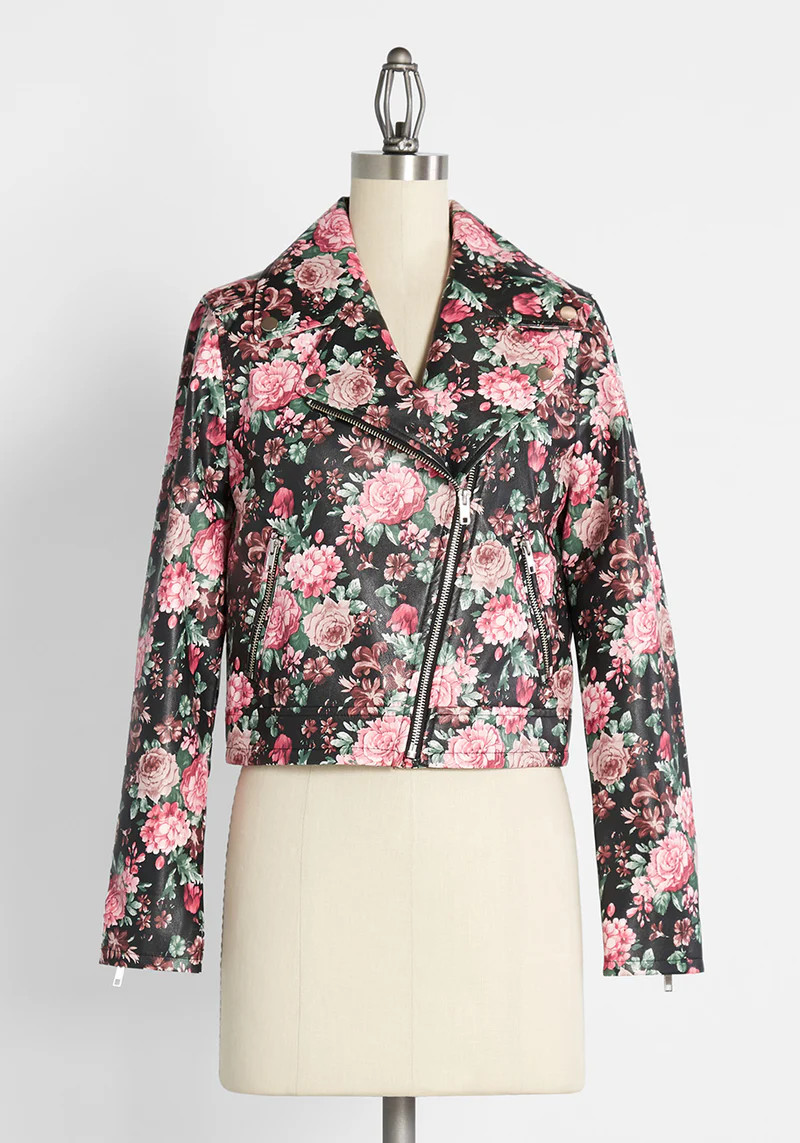 Petals to the Metal Vegan Leather Moto Jacket | ModCloth